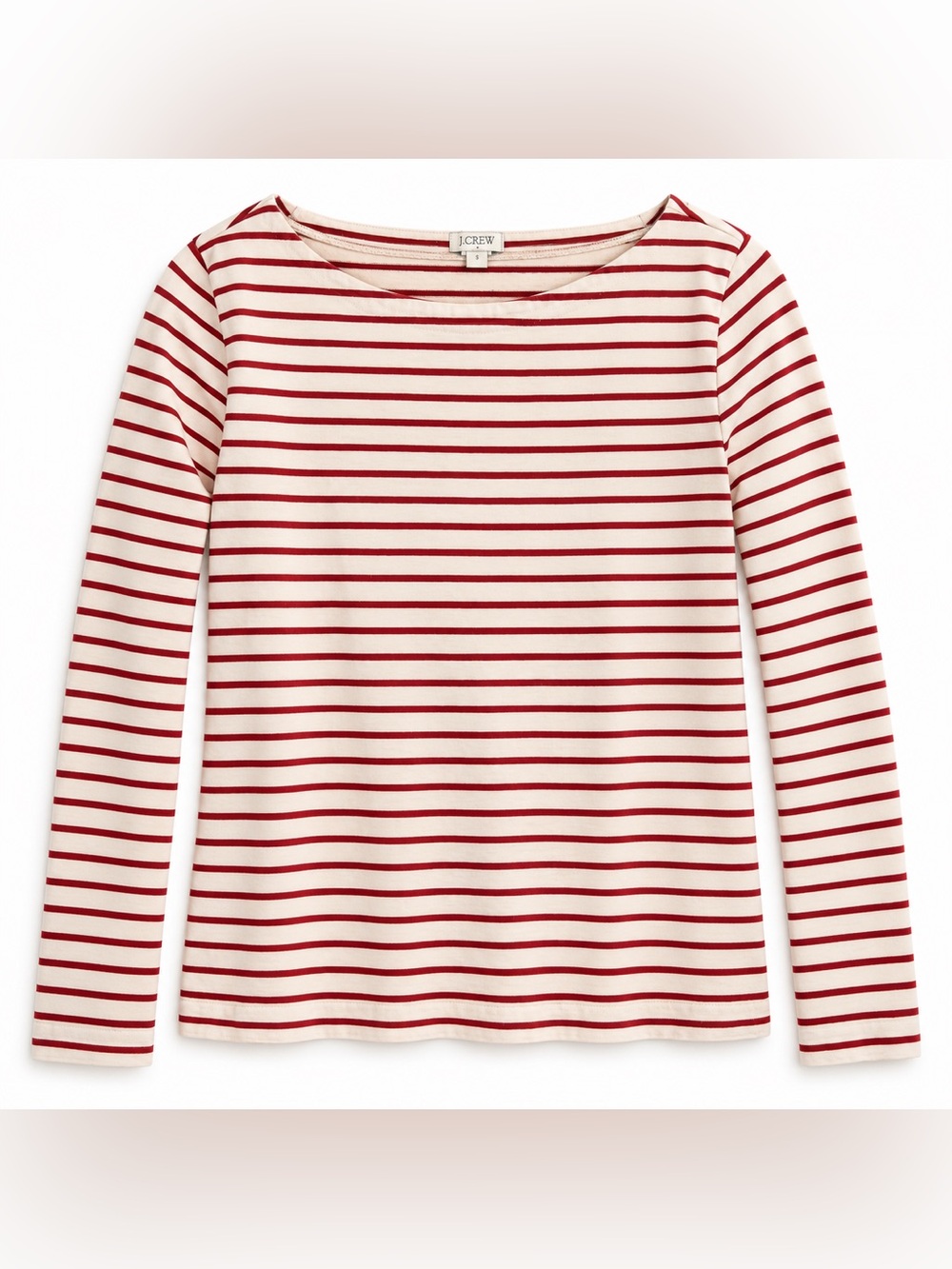 J.Crew Cream & Red Striped Long-Sleeve Boatneck Top Women’s Size S